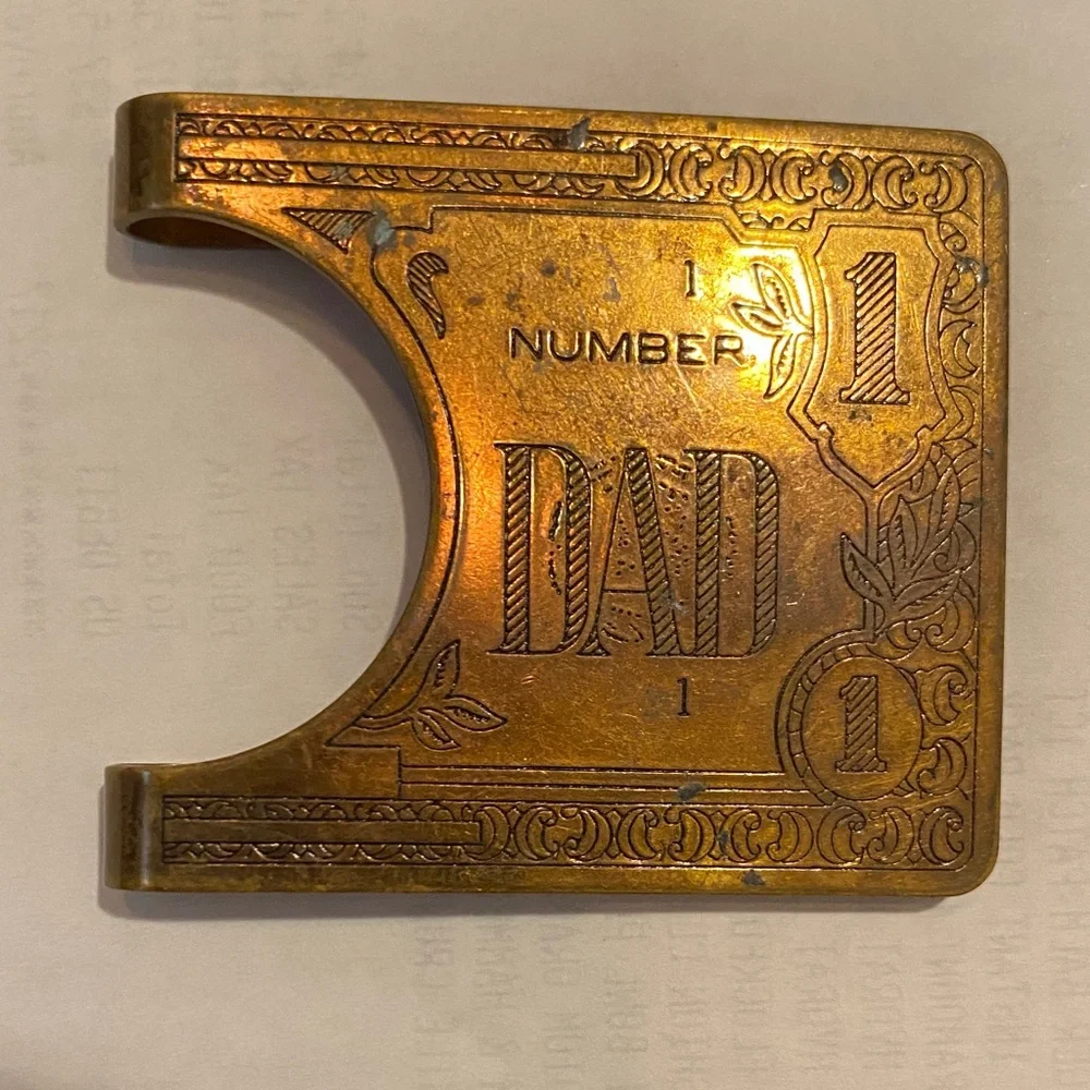 Vintage 'Number 1 Dad' Brass Money Clip